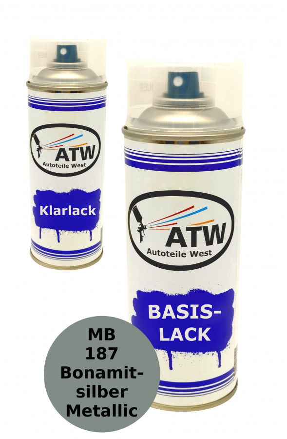 Autolack für Mercedes Benz 187 Bonamitsilber Metallic +400ml Klarlack Set
